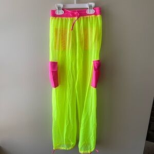 LA Designs Neon Yellow Mesh Cargo Pants
